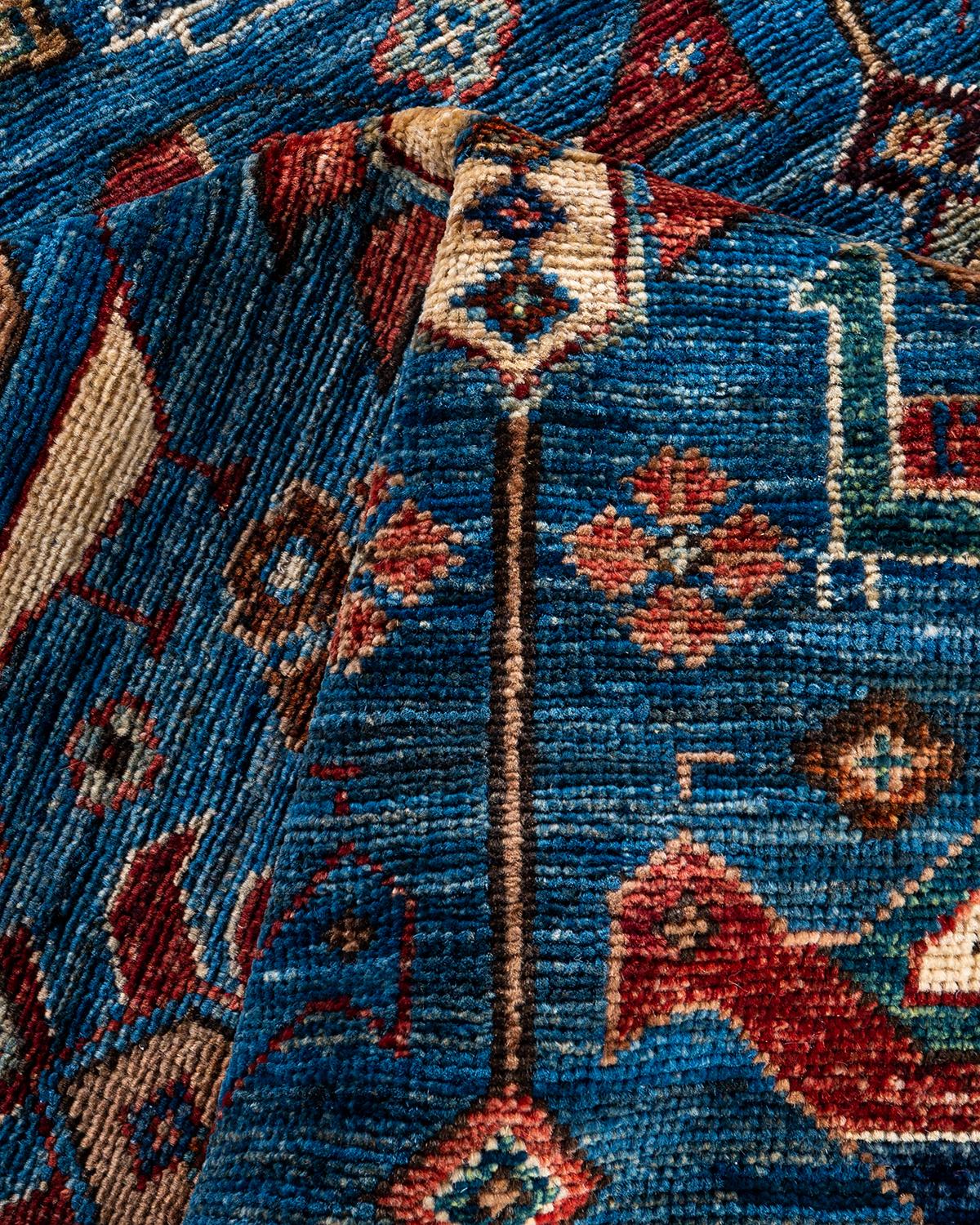 Tapis traditionnel Serapi noué à la main en laine bleu clair en vente 1