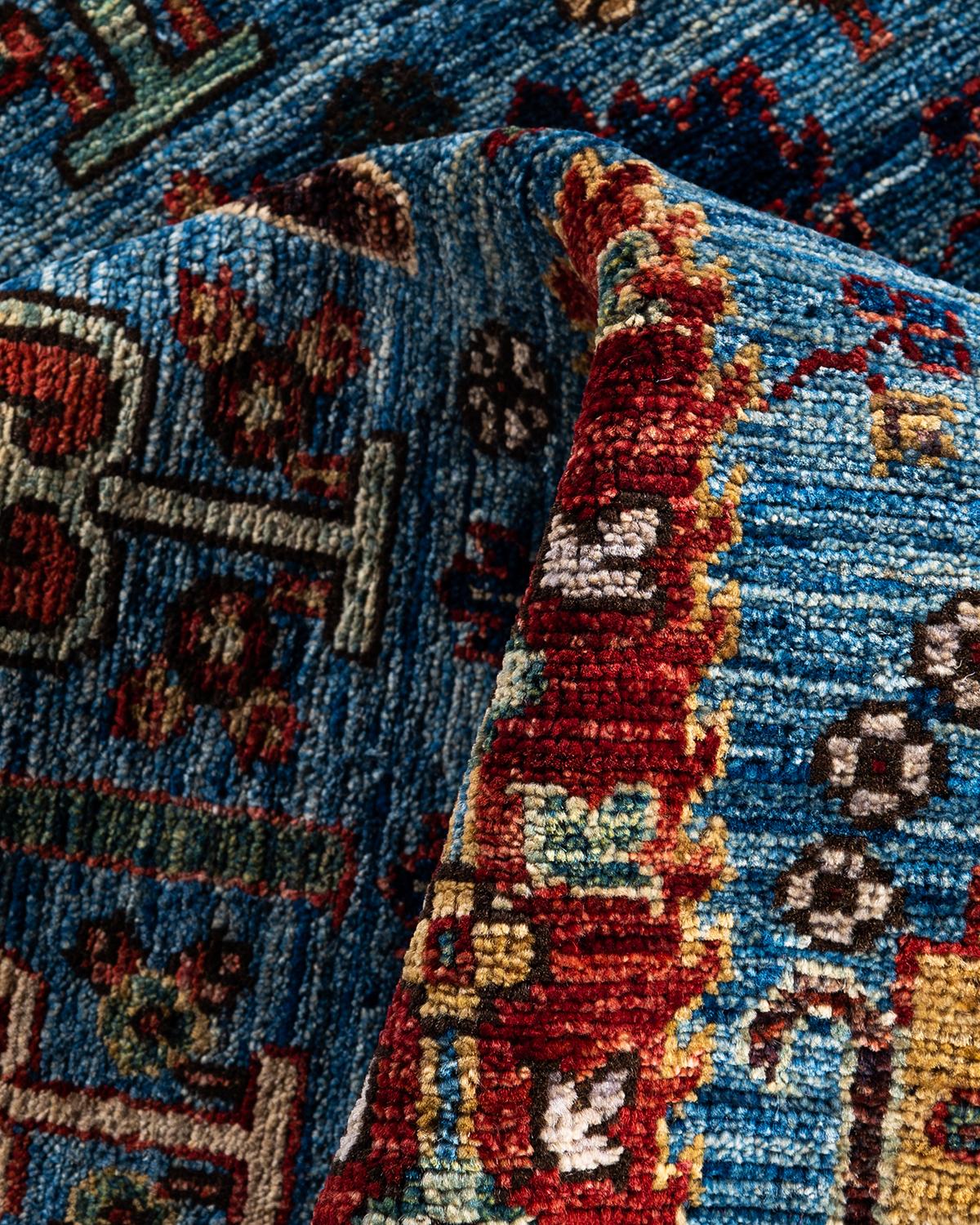 Tapis traditionnel Serapi noué à la main en laine bleu clair en vente 1