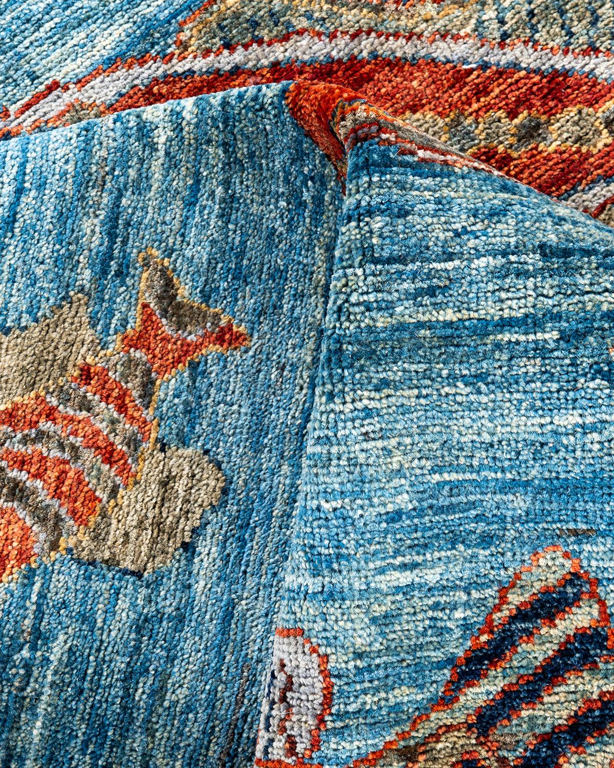 Traditional Serapi Hand Knotted Wool Light Blue Area Rug 2