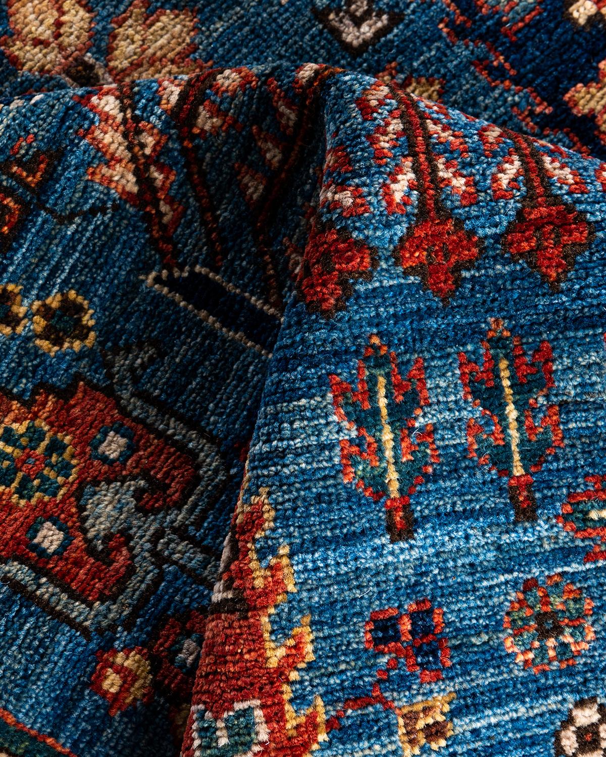 Tappeto tradizionale Serapi in lana annodata a mano di colore blu chiaro  in vendita 1
