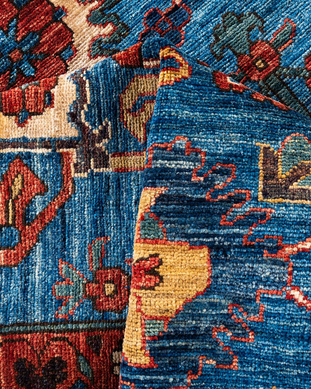Traditional Serapi Hand Knotted Wool Light Blue Area Rug 2