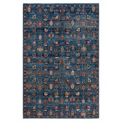 Traditional Serapi Hand Knotted Wool Light Blue Area Rug