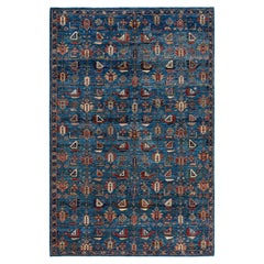  Traditional Serapi Hand Knotted Wool Light Blue Area Rug