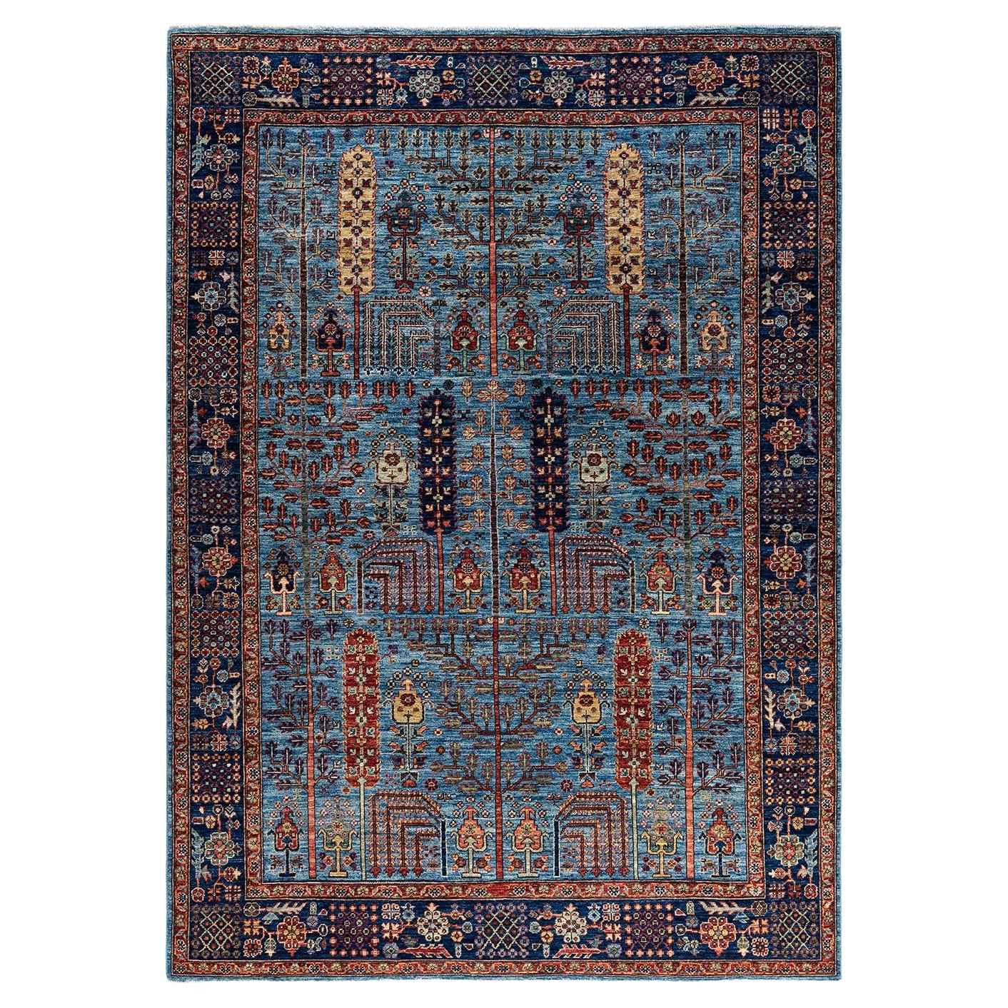  Traditional Serapi Hand Knotted Wool Light Blue Area Rug
