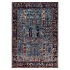  Traditional Serapi Hand Knotted Wool Light Blue Area Rug