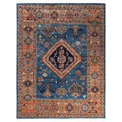 Traditional Serapi Hand Knotted Wool Light Blue Area Rug