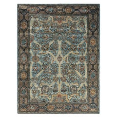 Traditional Serapi Hand Knotted Wool Light Blue Area Rug