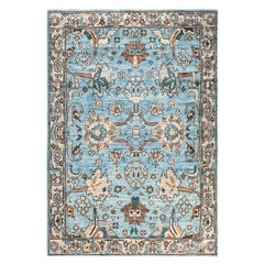 Tapis traditionnel Serapi noué à la main en laine bleu clair