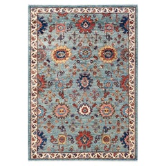 Traditional Serapi Hand Knotted Wool Light Blue Area Rug 