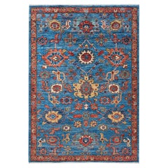 Traditional Serapi Hand Knotted Wool Light Blue Area Rug