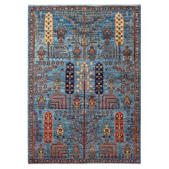 Traditional Serapi Hand Knotted Wool Light Blue Area Rug 