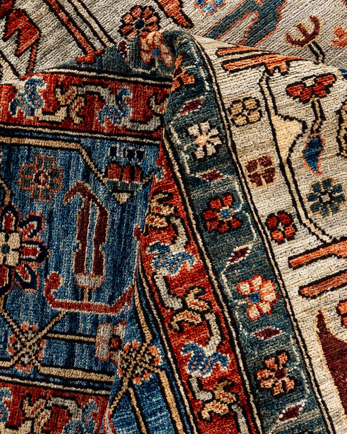 Traditioneller Serapi Teppich aus handgeknüpfter Wolle in Hellgrau  im Angebot 2