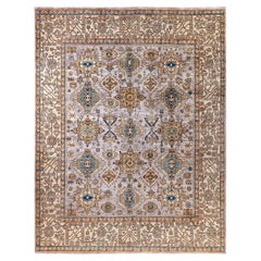 Traditional Serapi Hand Knotted Wool Light Gray Area Rug