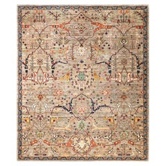 Traditional Serapi Hand Knotted Wool Light Gray Area Rug