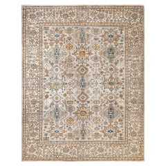 Traditional Serapi Hand Knotted Wool Light Gray Area Rug 