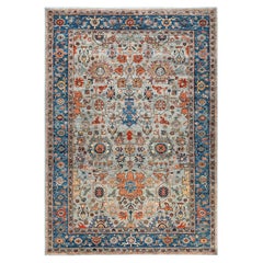 Traditional Serapi Hand Knotted Wool Light Gray Area Rug
