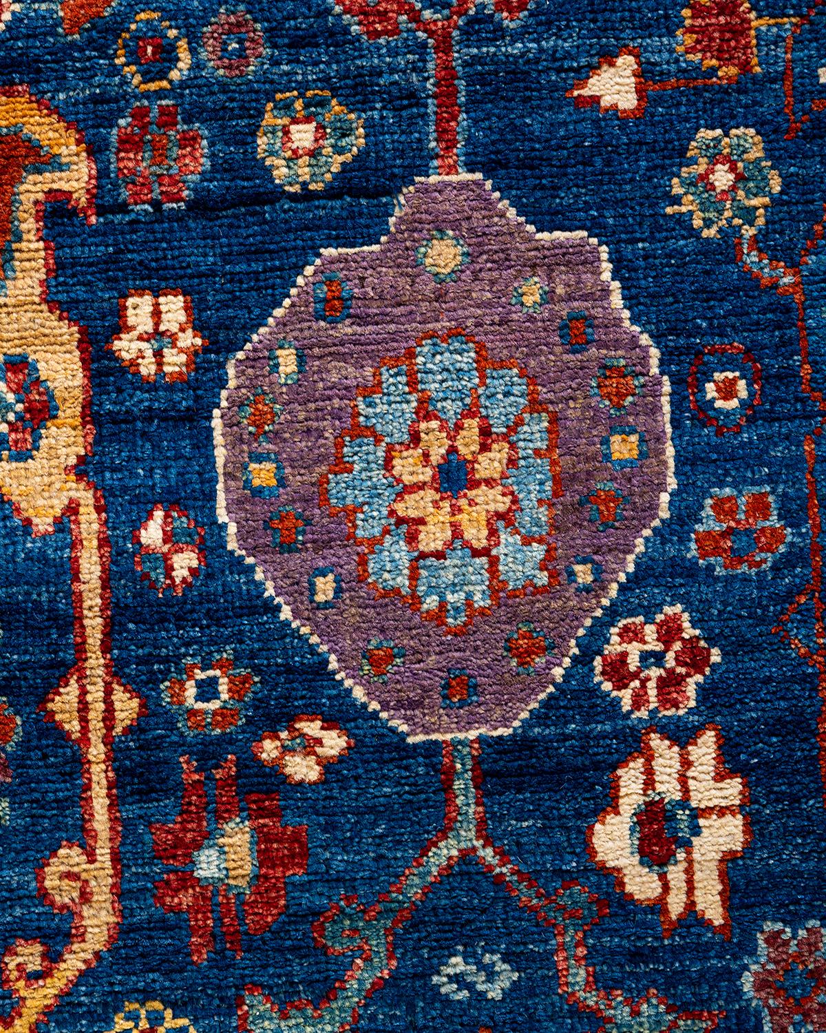 Traditioneller handgeknüpfter Serapi-Läufer aus Wolle in Marineblau 2' 8