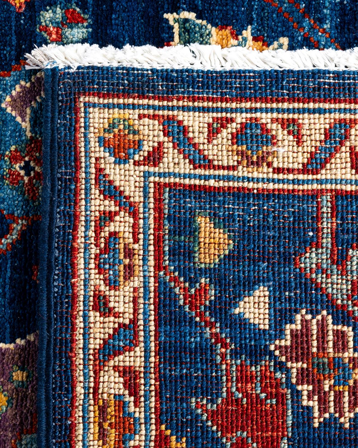 Traditioneller handgeknüpfter Serapi-Läufer aus Wolle in Marineblau 2' 8