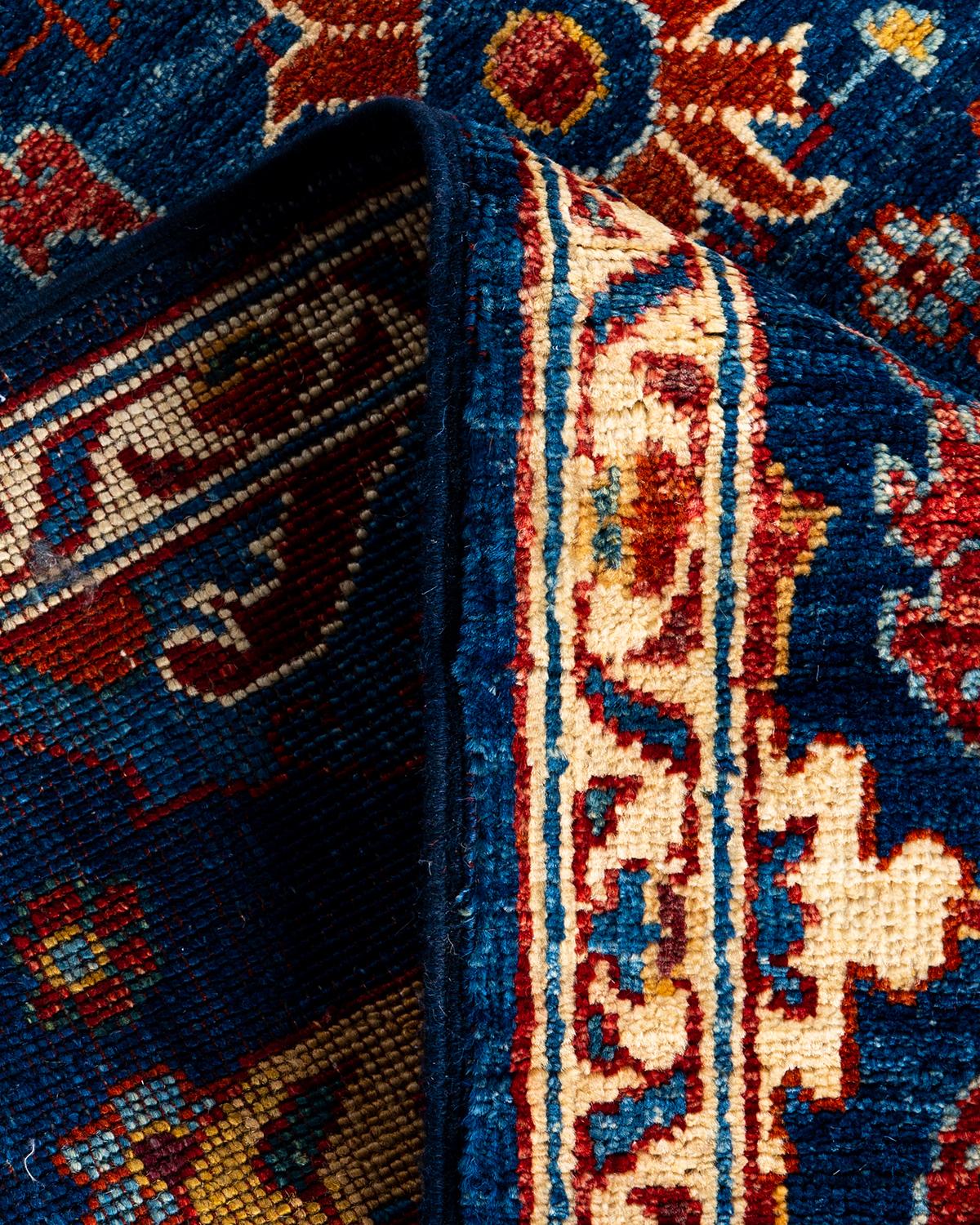 Traditioneller handgeknüpfter Serapi-Läufer aus Wolle in Marineblau 2' 8