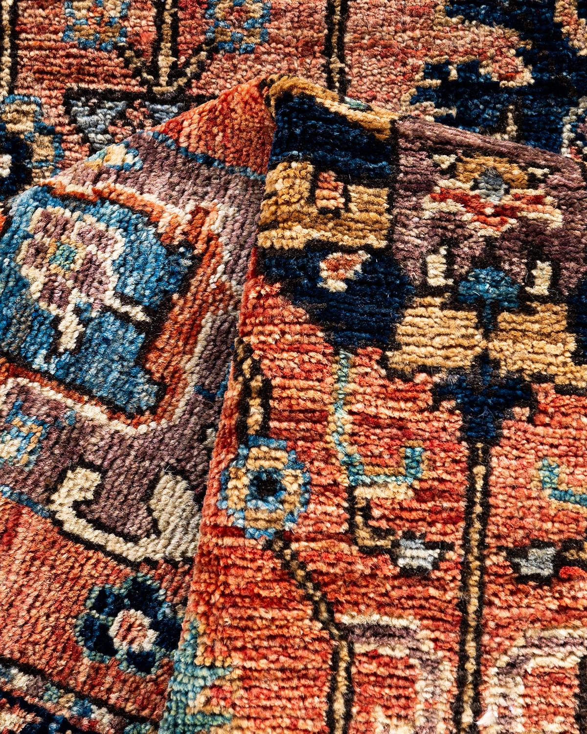 Traditioneller handgeknüpfter orangefarbener Serapi-Teppich aus Wolle 2' 7