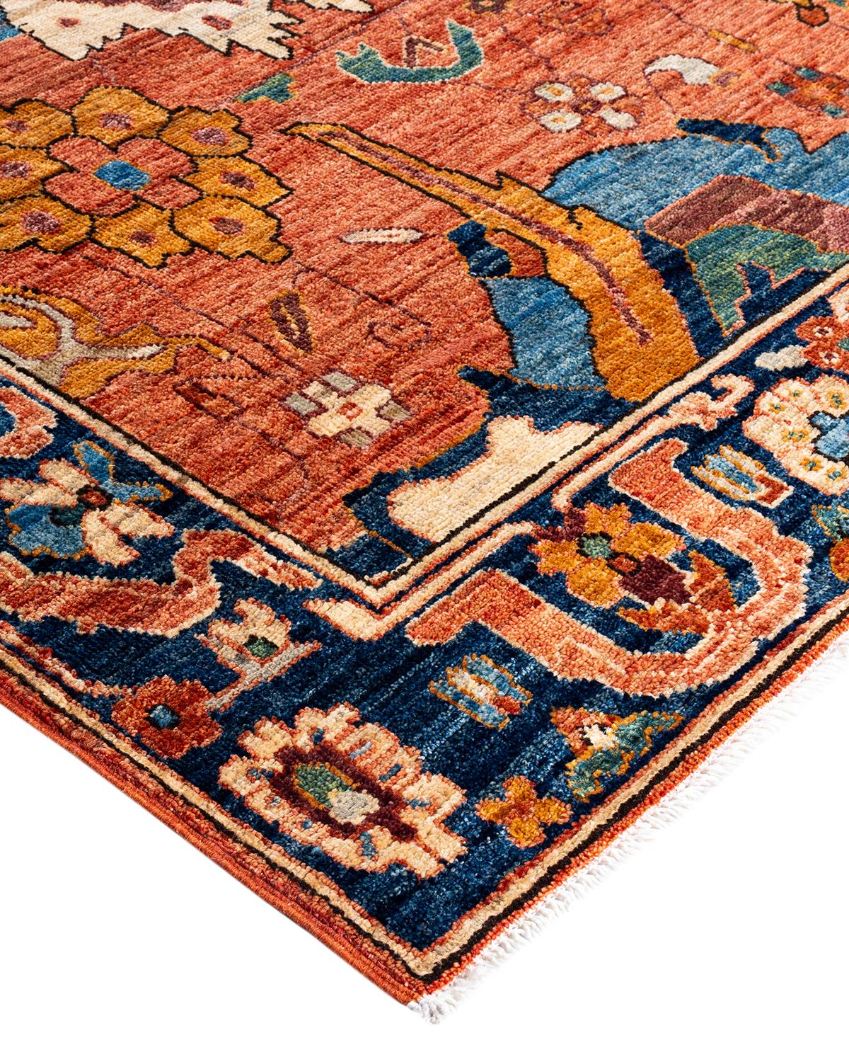 Persian rug-making at its finest inspired the rich colors, elaborate geometric motifs, and botanical detailing of the Serapi collection. With as many as 100 knots per inch, these handcrafted rugs are as durable as they are visually stunning, and