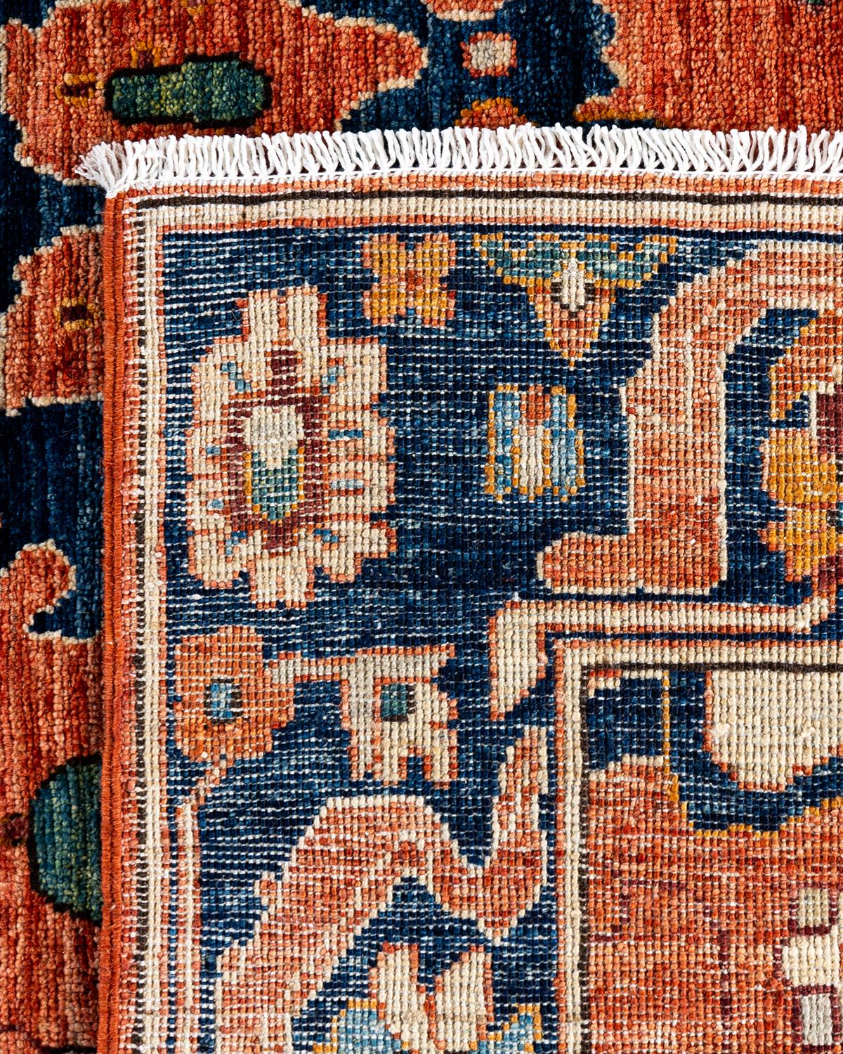 Traditional Serapi Hand Knotted Wool Orange Area Rug 6' 2
