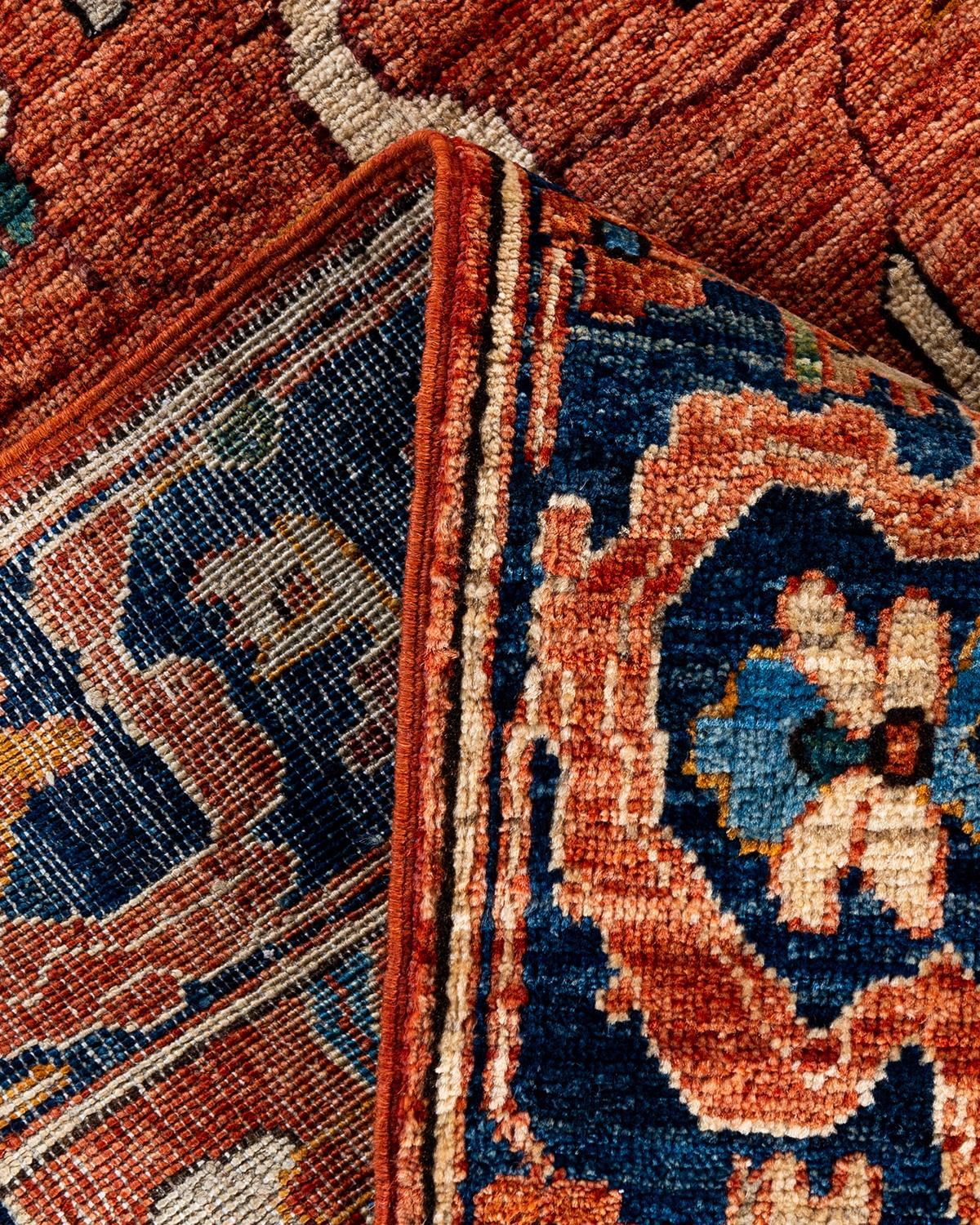 Contemporary Traditional Serapi Hand Knotted Wool Orange Area Rug 6' 2