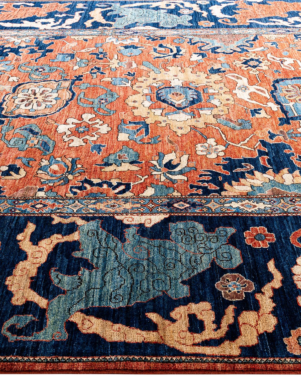 Alfombra tradicional Serapi de lana anudada a mano Naranja 7' 11