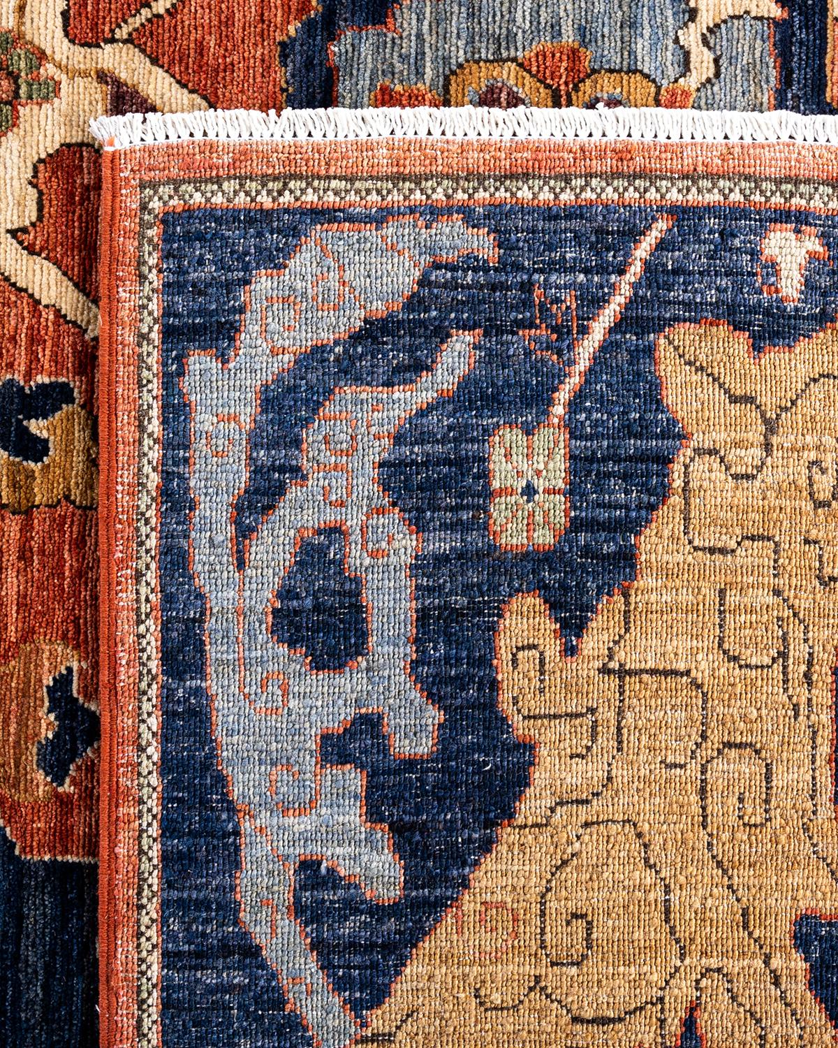 XXI secolo e contemporaneo Tappeto tradizionale Serapi in lana annodata a mano di colore arancione 8' 0