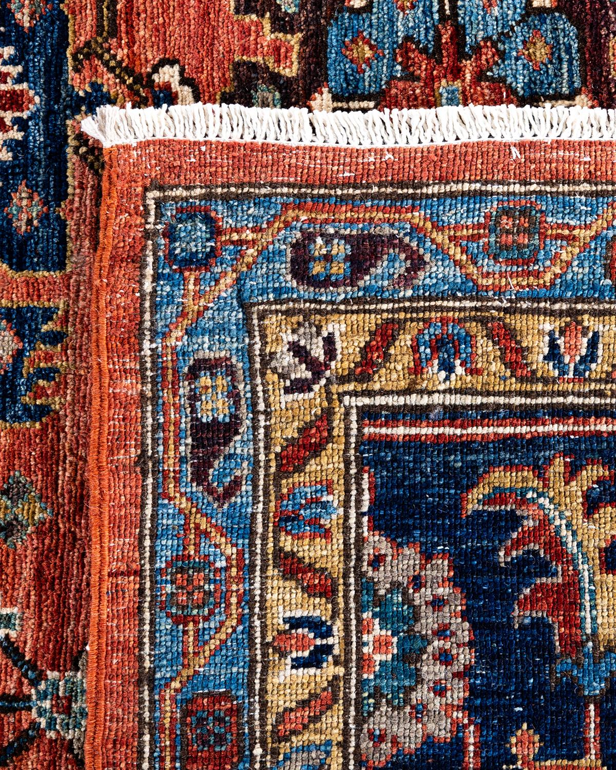 Tappeto tradizionale Serapi in lana annodata a mano di colore arancione 8' 0