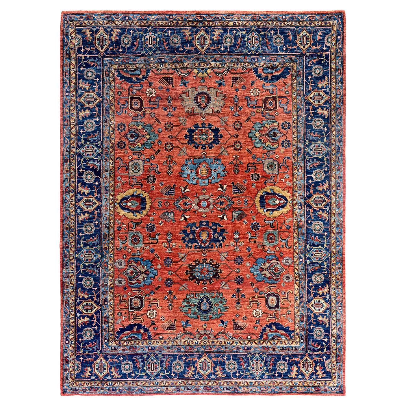 Tappeto tradizionale Serapi in lana annodata a mano di colore arancione 8' 0" x 10' 7"