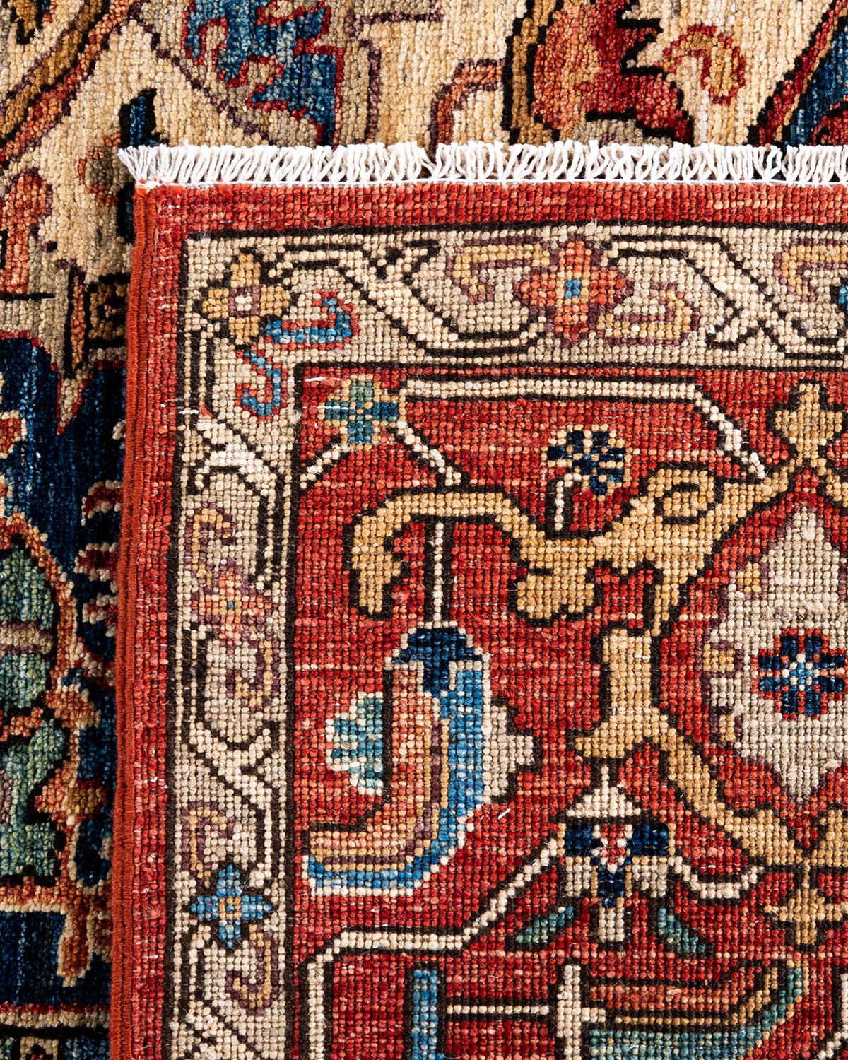 Traditional Serapi Tapis de zone en laine nouée à la main orange 8' 0