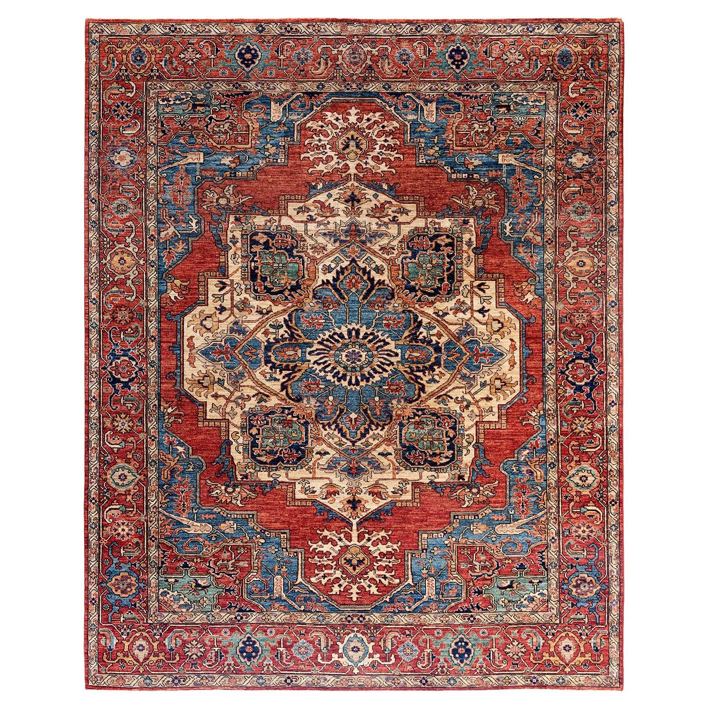Traditional Serapi Hand Knotted Wool Orange Area Rug 8' 0" x 9' 11"
