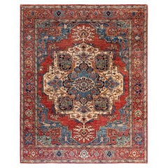 Traditional Serapi Hand Knotted Wool Orange Area Rug 8' 0" x 9' 11"