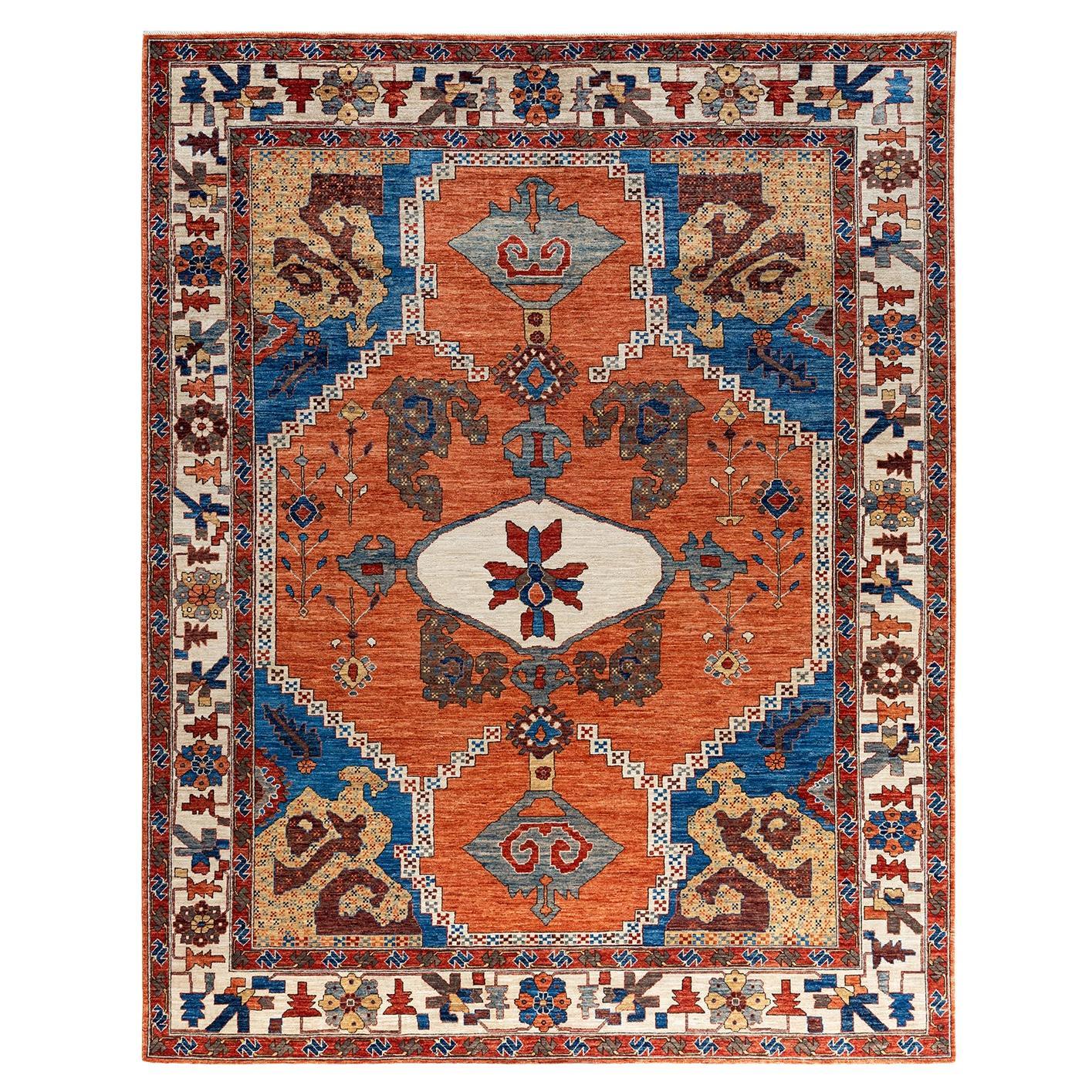 Traditional Serapi Hand Knotted Wool Orange Area Rug 8' 2" x 10' 1"