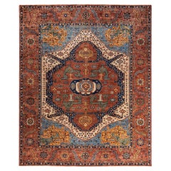 Traditional Serapi Hand Knotted Wool Orange Area Rug 8' 2" x 9' 11"