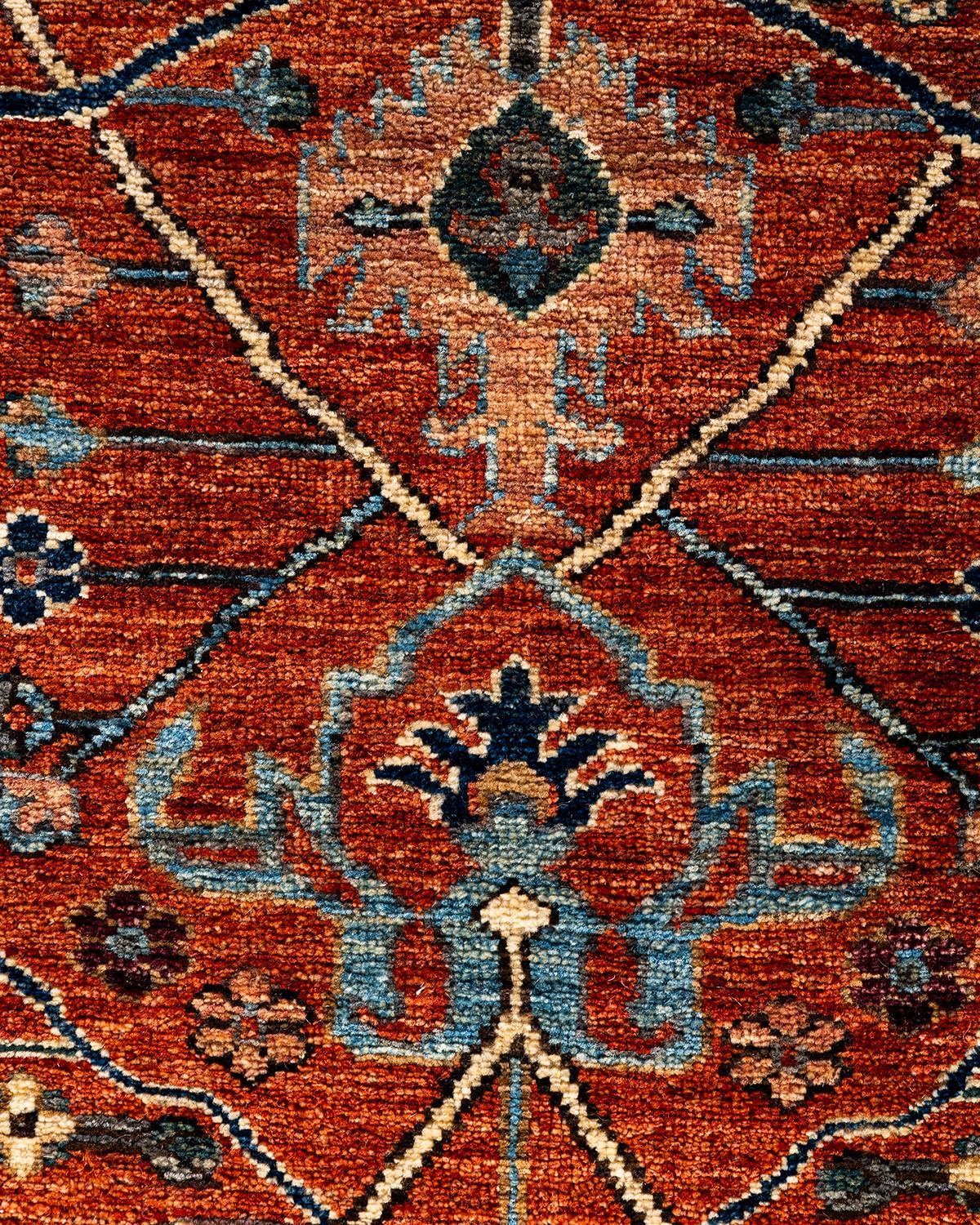 Pakistanais Tapis traditionnel Serapi noué à la main orange 8' 2