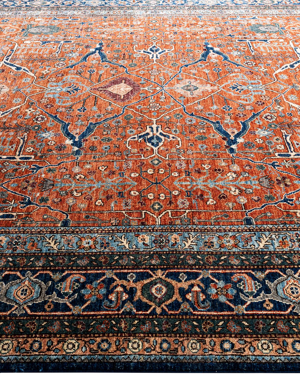 Tapis traditionnel Serapi noué à la main orange 8' 2