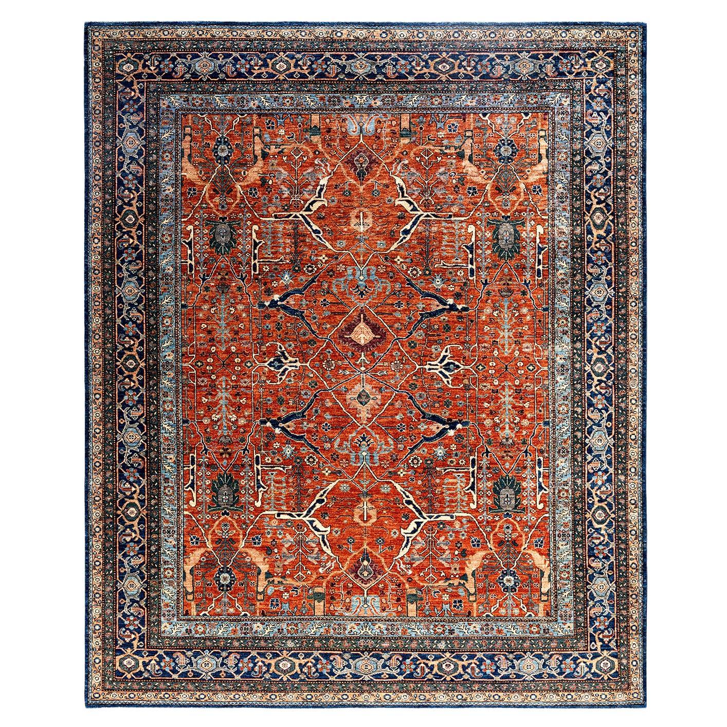 Traditional Serapi Hand Knotted Wool Orange Area Rug 8' 2" x 9' 6"
