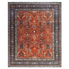 Traditional Serapi Hand Knotted Wool Orange Area Rug 8' 2" x 9' 6"