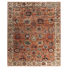 Traditional Serapi Hand Knotted Wool Orange Area Rug 8' 2" x 9' 9"