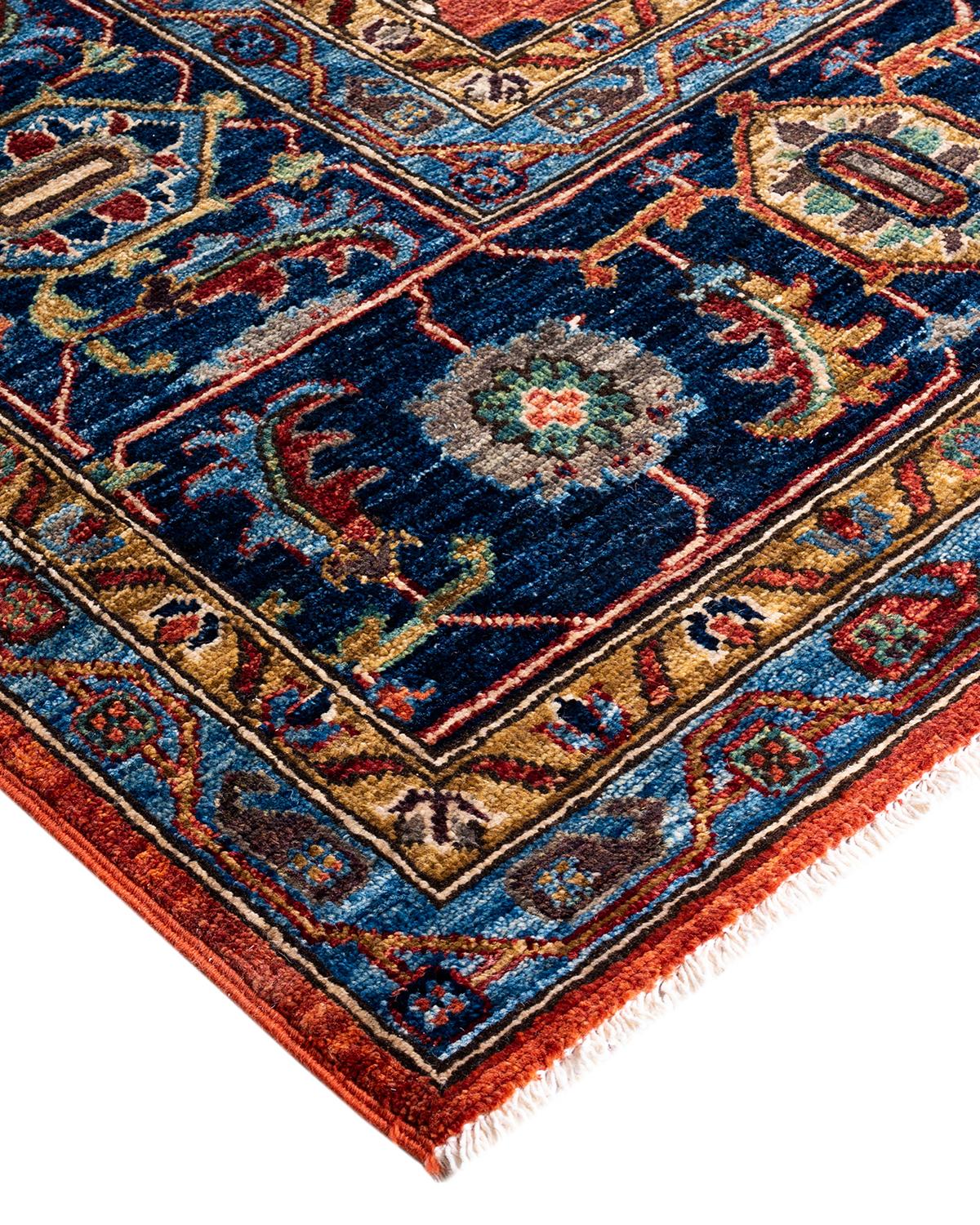 Persian rug-making at its finest inspired the rich colors, elaborate geometric motifs, and botanical detailing of the Serapi collection. With as many as 100 knots per inch, these handcrafted rugs are as durable as they are visually stunning, and