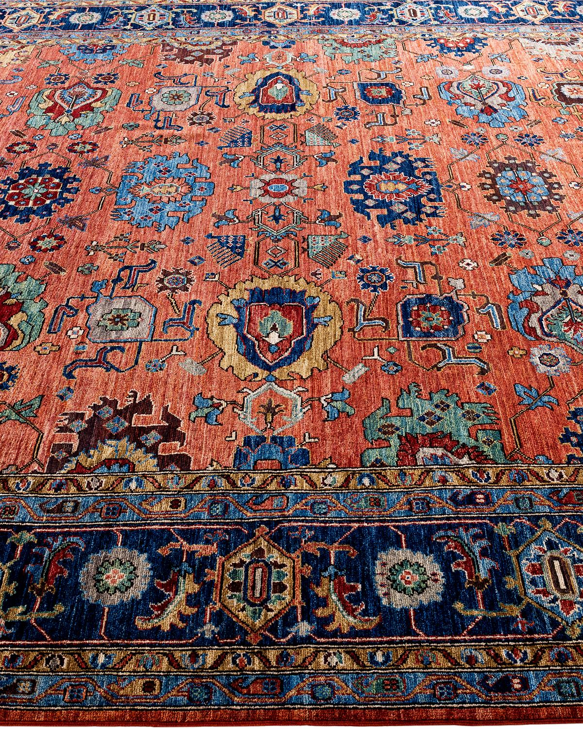 Traditional Serapi Hand Knotted Wool Orange Area Rug 9' 0