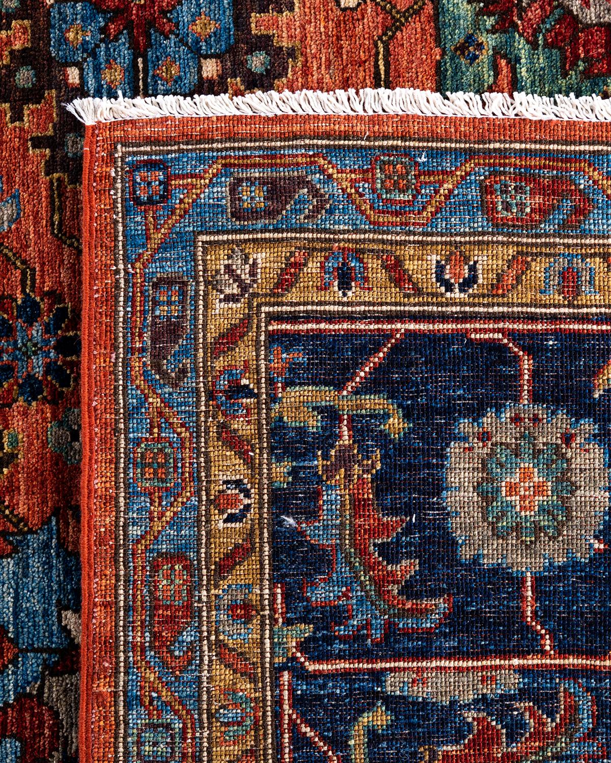 Contemporary Traditional Serapi Hand Knotted Wool Orange Area Rug 9' 0
