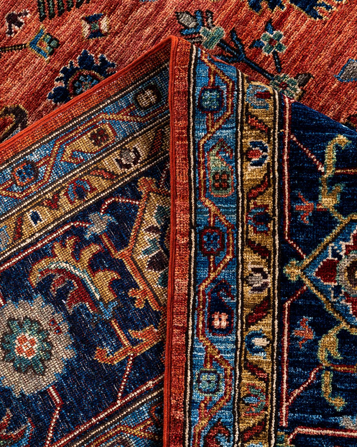 Traditional Serapi Hand Knotted Wool Orange Area Rug 9' 0
