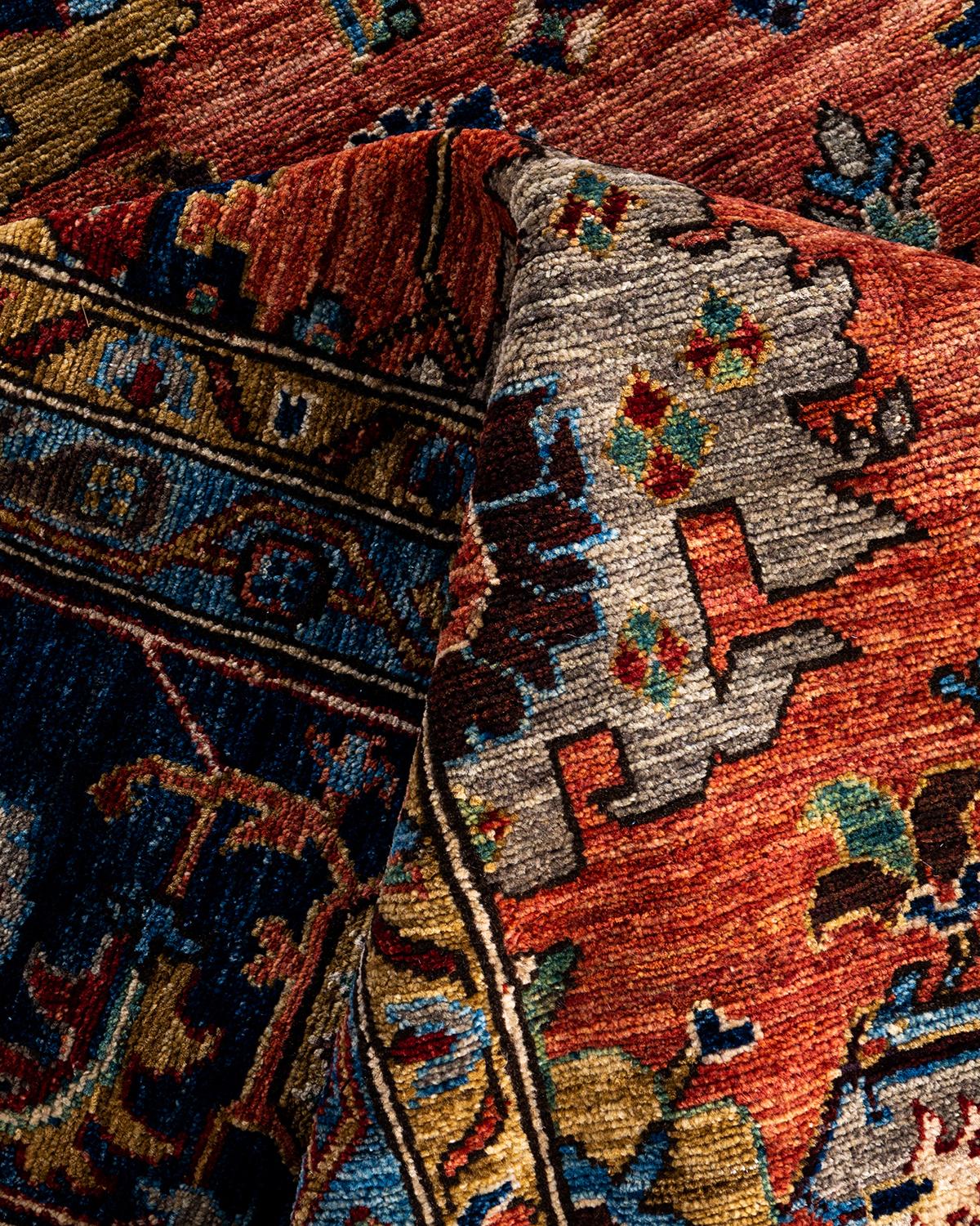 Traditional Serapi Hand Knotted Wool Orange Area Rug 9' 0