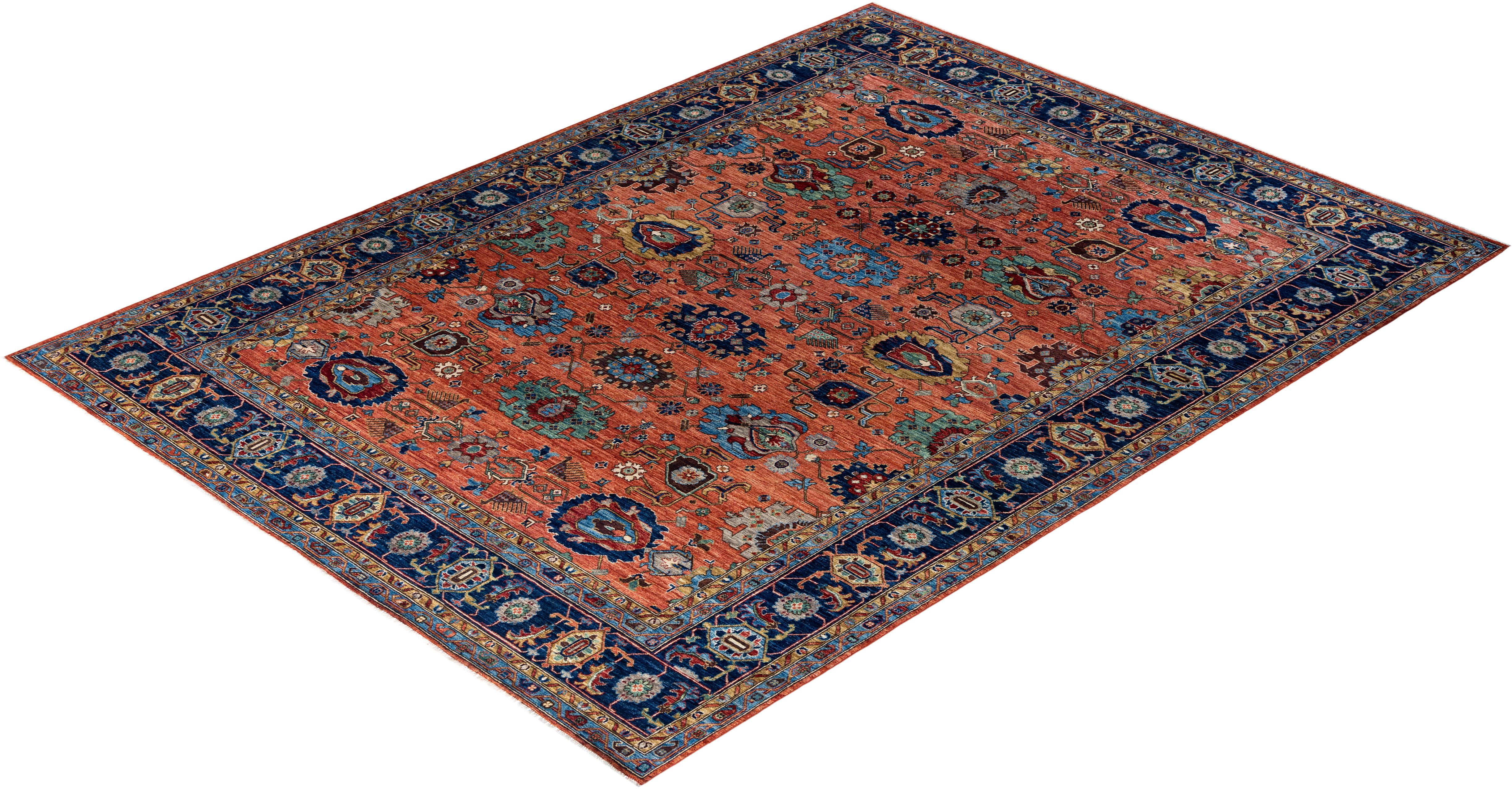 Traditional Serapi Hand Knotted Wool Orange Area Rug 9' 0