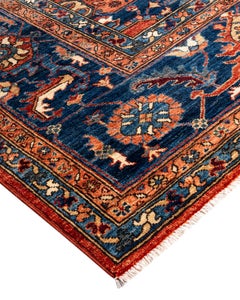 Traditioneller handgeknüpfter orangefarbener Serapi-Teppich aus Wolle 9' 2" x 11' 10"