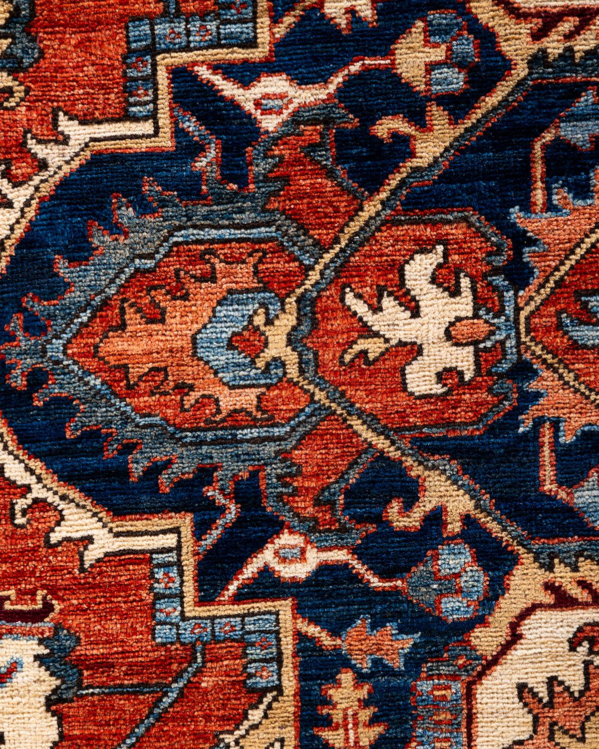 Pakistanais Tapis traditionnel Serapi orange noué à la main 9' 2