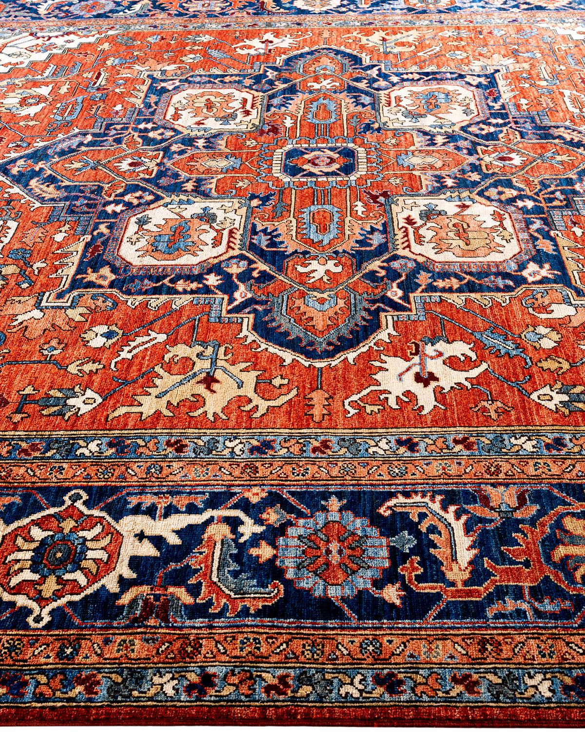 Tapis traditionnel Serapi orange noué à la main 9' 2